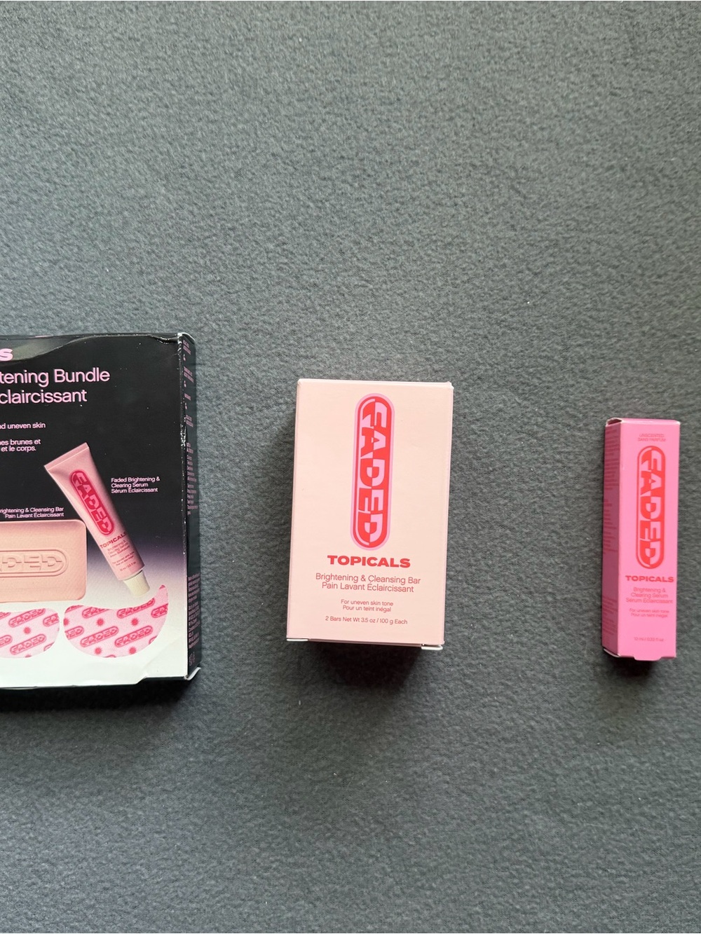 Faded brightening bundle three bars, one serum, two under eye masks